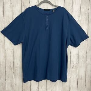 Michael Brandon Blue Short Sleeve 4 Button Henley T-Shirt XXL